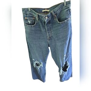 Levi's Blue Relaxed Fit Jeans with Distressed Details